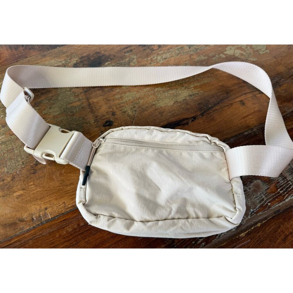 Ododos Beige Nylon Crossbody Sling Belt Bag Adjustable Strap Travel Activewear